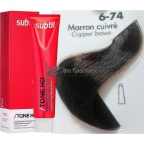 Тонуюча крем-фарба для волосся 6.74 Marron Cuivre каштановий мідний Tone HD Ducastel Subtil, 60 мл