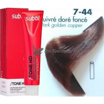 Тонуюча крем-фарба для волосся 7.44 Dark golden copper блондин мідний насичений Tone HD Ducastel Subtil, 60 мл