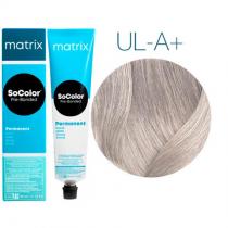 Стійка ультраосвітлювальна фарба для волосся UL-A+ Попелястий ультра блонд плюс Matrix Socolor Pre-Bonded Blonde, 90 мл
