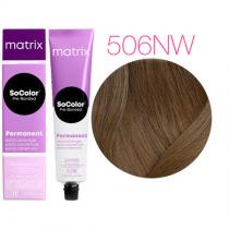 Крем-фарба для сивого волосся 506NW Натуральний темний блондин теплий Matrix SoColor Pre-Bonded Extra Coverage, 90 мл