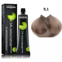 Фарба для волосся без аміаку 9.1 дуже світлий блондин попелястий Inoa Mix L'oreal, 60 мл
