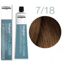 Стійка фарба для сивого волосся 7.18 блондин попелястий мокка Majirel Cool Cover L'oreal, 50 мл