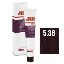 Крем-фарба для волосся стійка безаміачна 5.36 Світлий теплий коричнево-каштановий Caviar Supreme KayPro, 100 мл